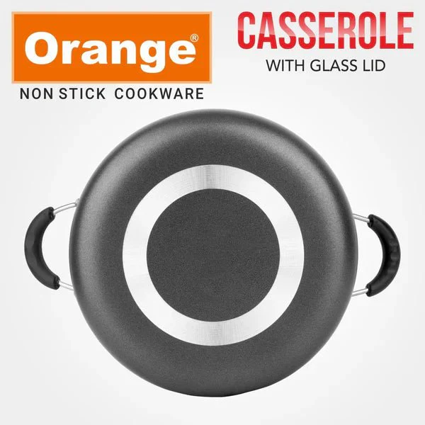 ORANGE Non-Stick Casserole with Glass Lid 22cm - Image 5