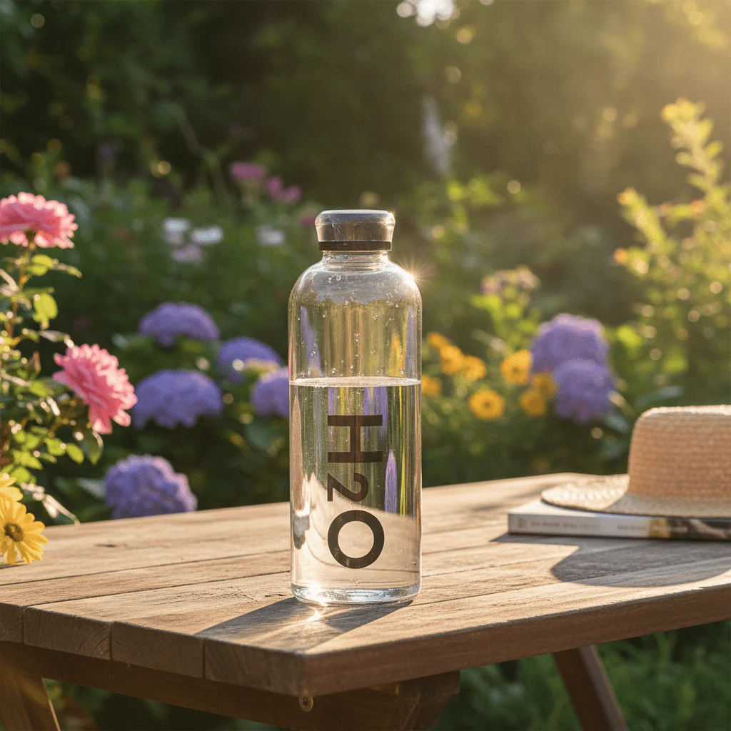 Orchid Bord H2O Borosilicate Clear Glass Water Bottle – 1 Litre | Leak-Proof Cap | Black / White | - Image 3