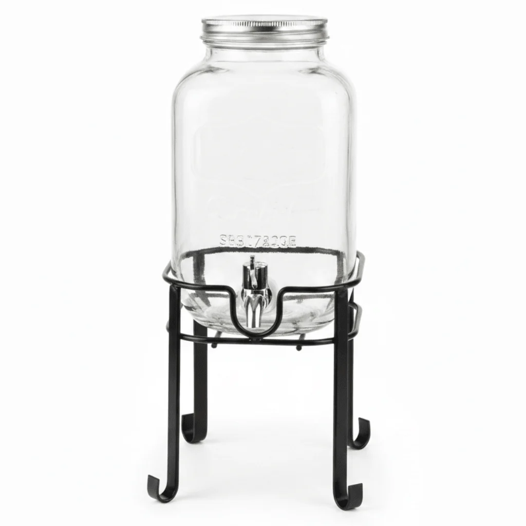 Orchid 4L Glass Beverage Dispenser with Metal Stand