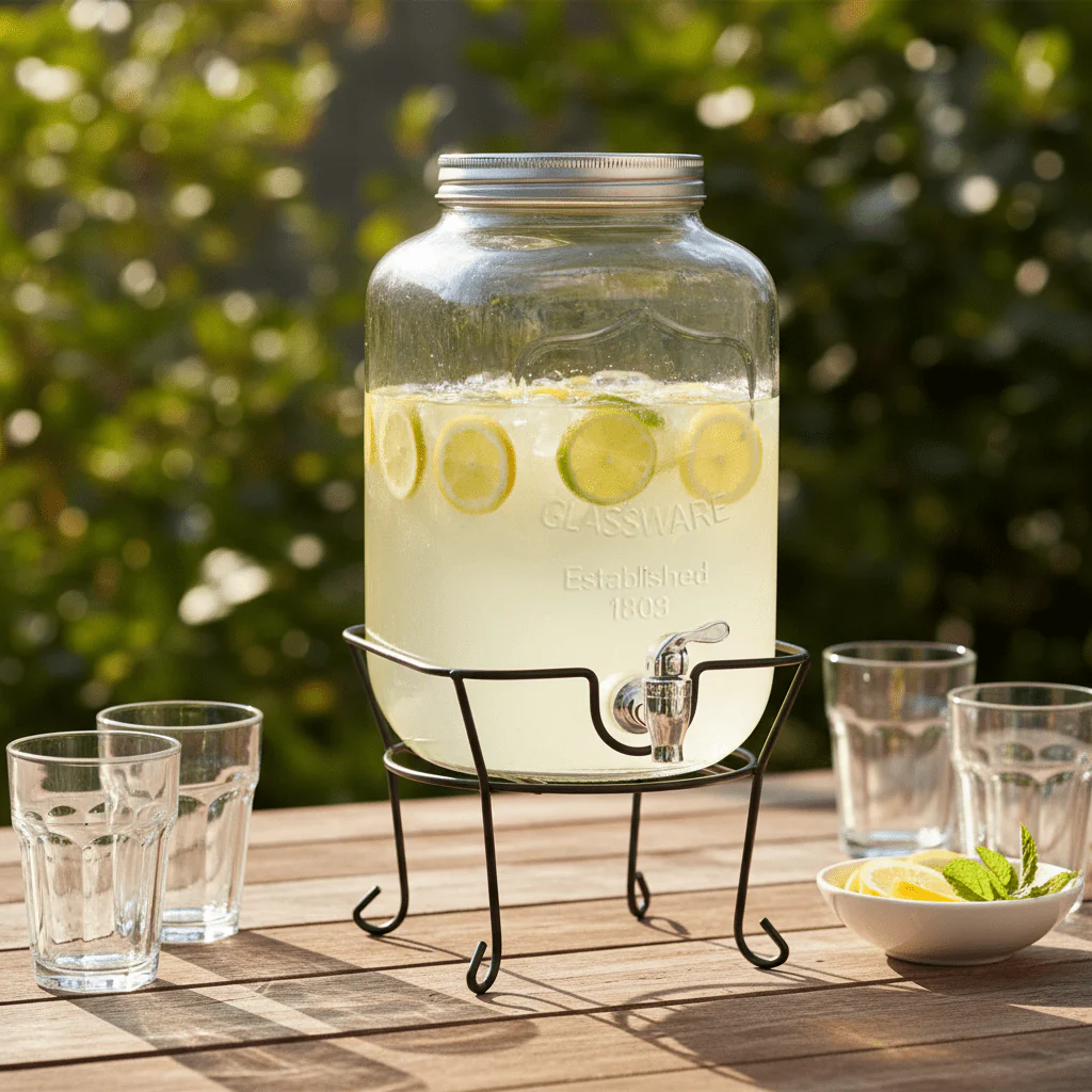 Orchid 8-Litre Glass Beverage Dispenser with Stand & Tap - Image 2