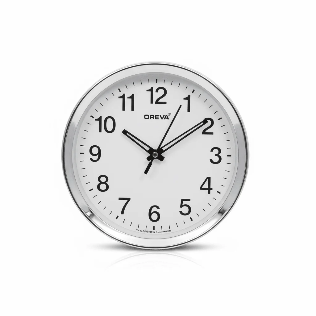 Oreva Analog Wall Clock 19cm | AQ7667 | Black Dial & Silver Chrome Bezel