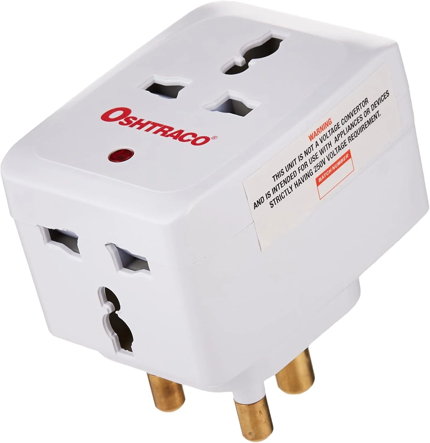 Oshtraco 15AMP 3Way Socket Adapter Neon