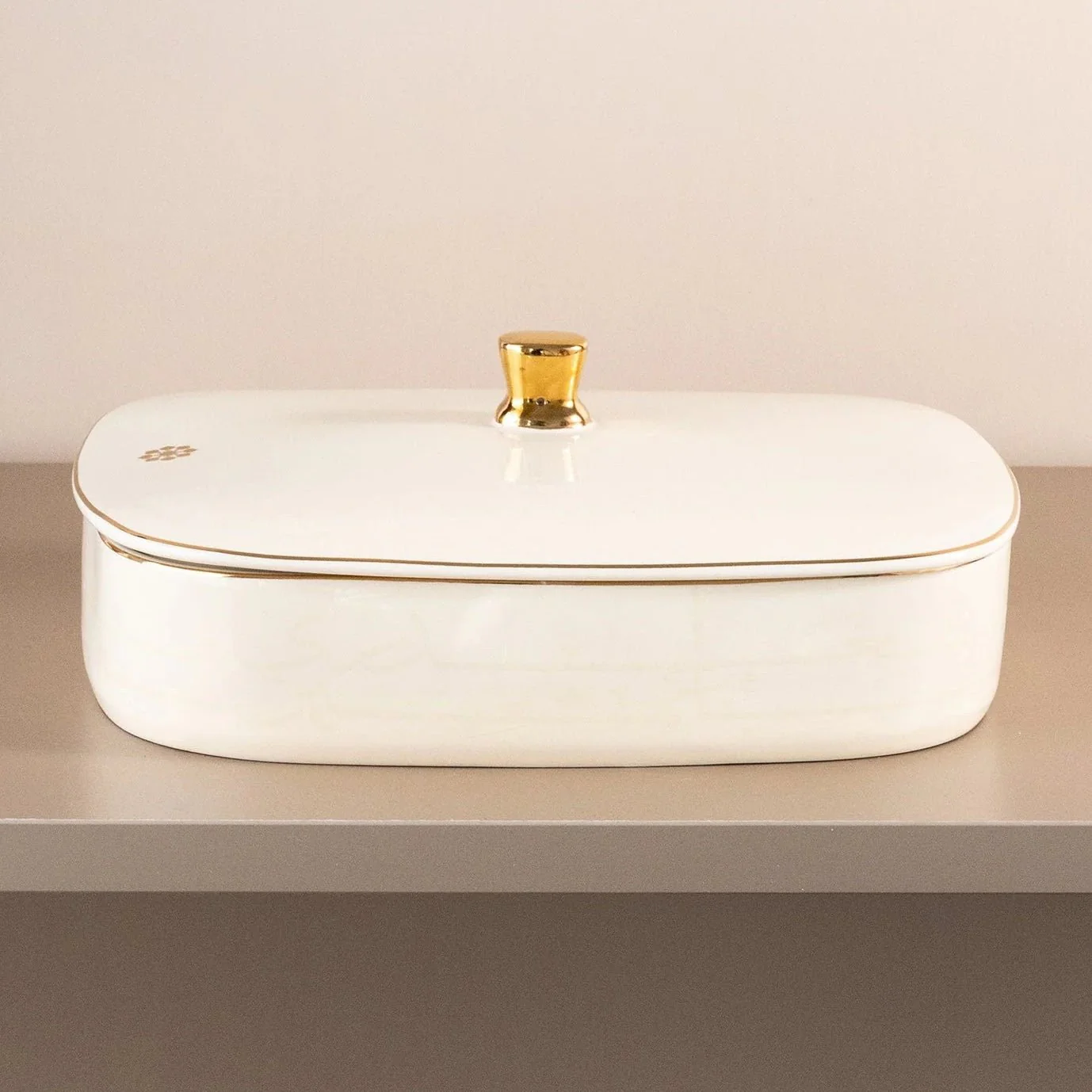 Otantik Mirral Elegant Medium Porcelain Serving & Date Bowl β White with Gold Rim (8 Inch)