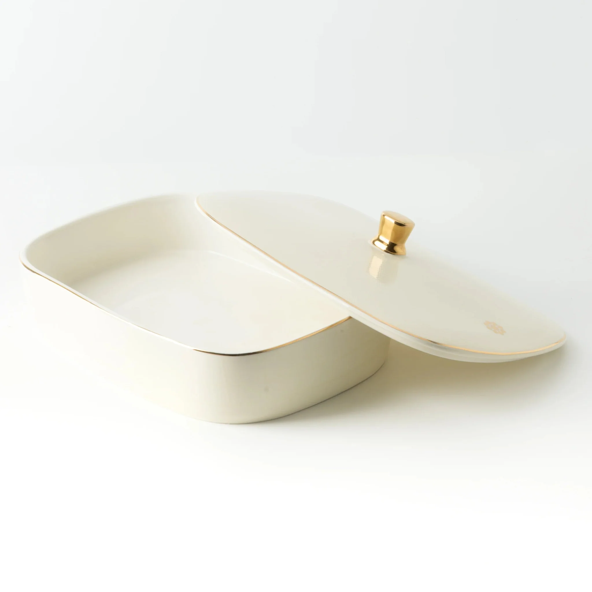Otantik Mirral Elegant Medium Porcelain Serving & Date Bowl β White with Gold Rim (8 Inch) - Image 3