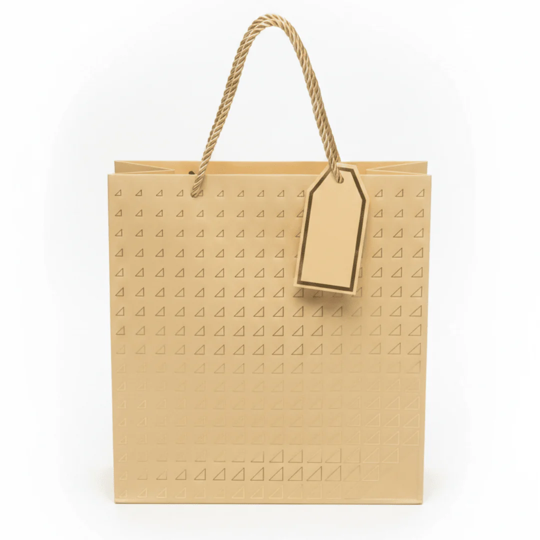 Paper Gift Bag with Gold Triangle Pattern & Rope Handles – 32×26cm | Premium Gift Packaging for All Occasions - Image 7