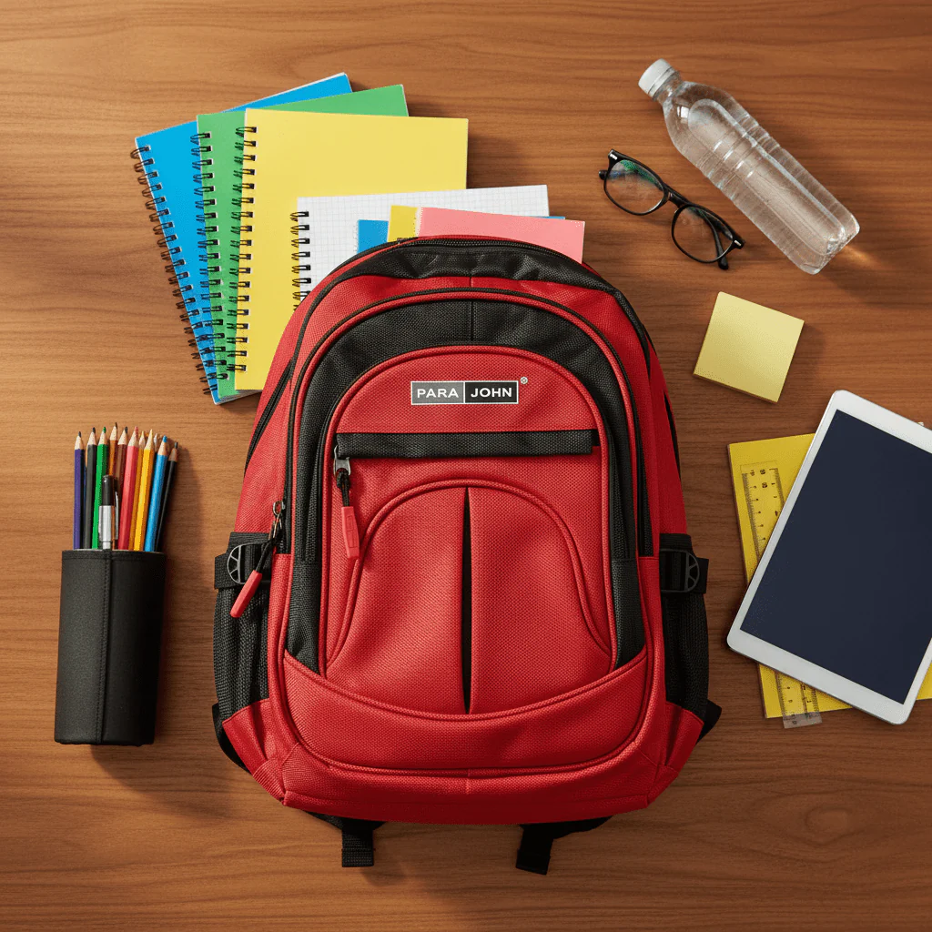 Parajohn Bold Black & Red Polyester School Backpack 16 Inch – Strong & Spacious School Bag for Daily Use - Image 2