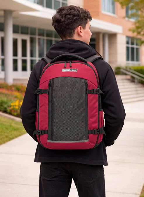 Parajohn Dynamic Red & Black Polyester School Backpack 18 Inch – Trendy High Capacity School Bag for Everyday Use - Image 3