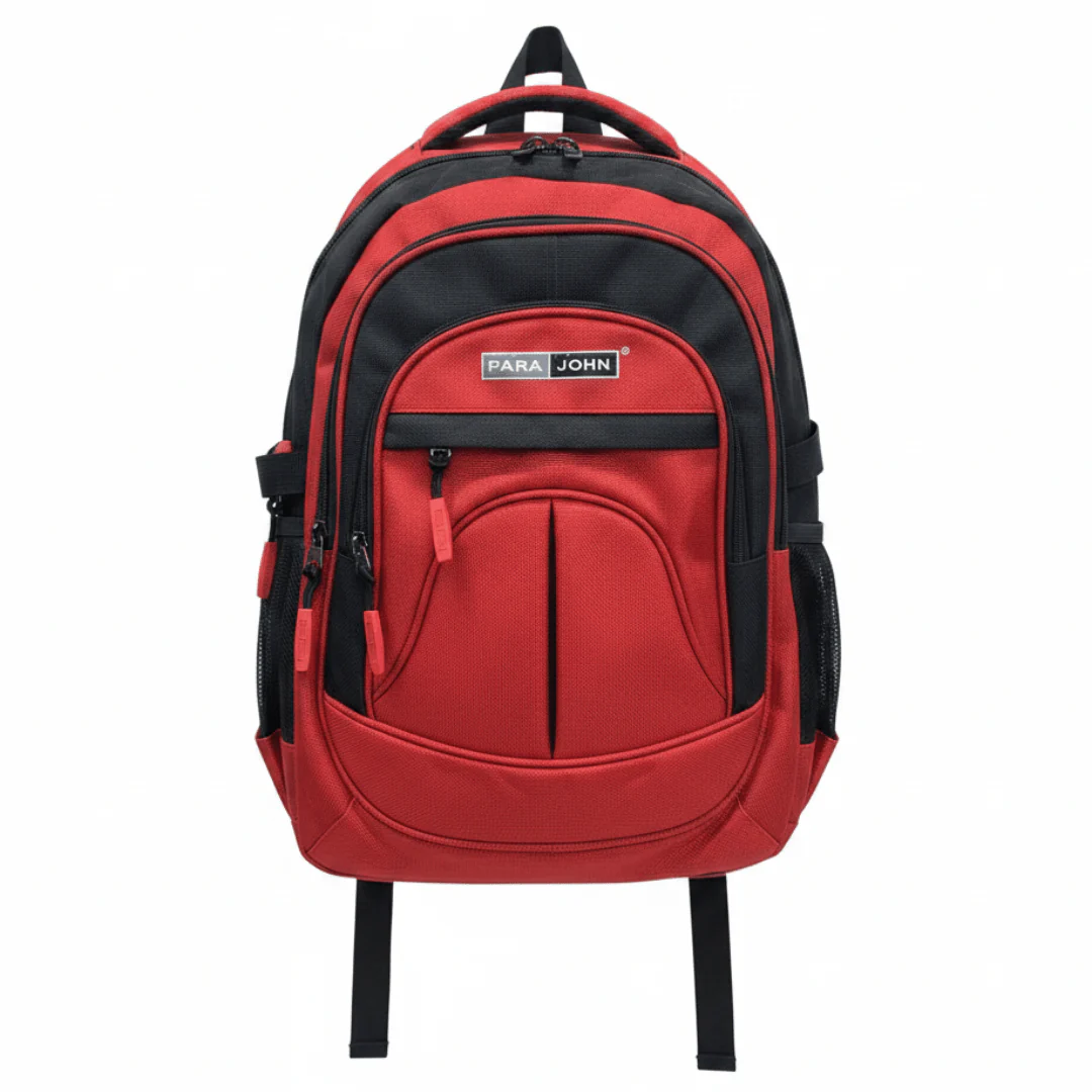 Parajohn Smart Red & Black Polyester School Backpack 18 Inch – Modern Lightweight School Bag for Everyday Use