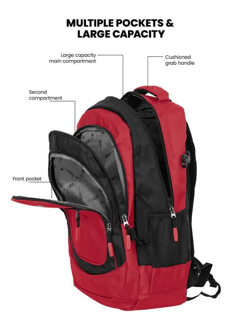 Parajohn Smart Red & Black Polyester School Backpack 18 Inch – Modern Lightweight School Bag for Everyday Use - Image 4