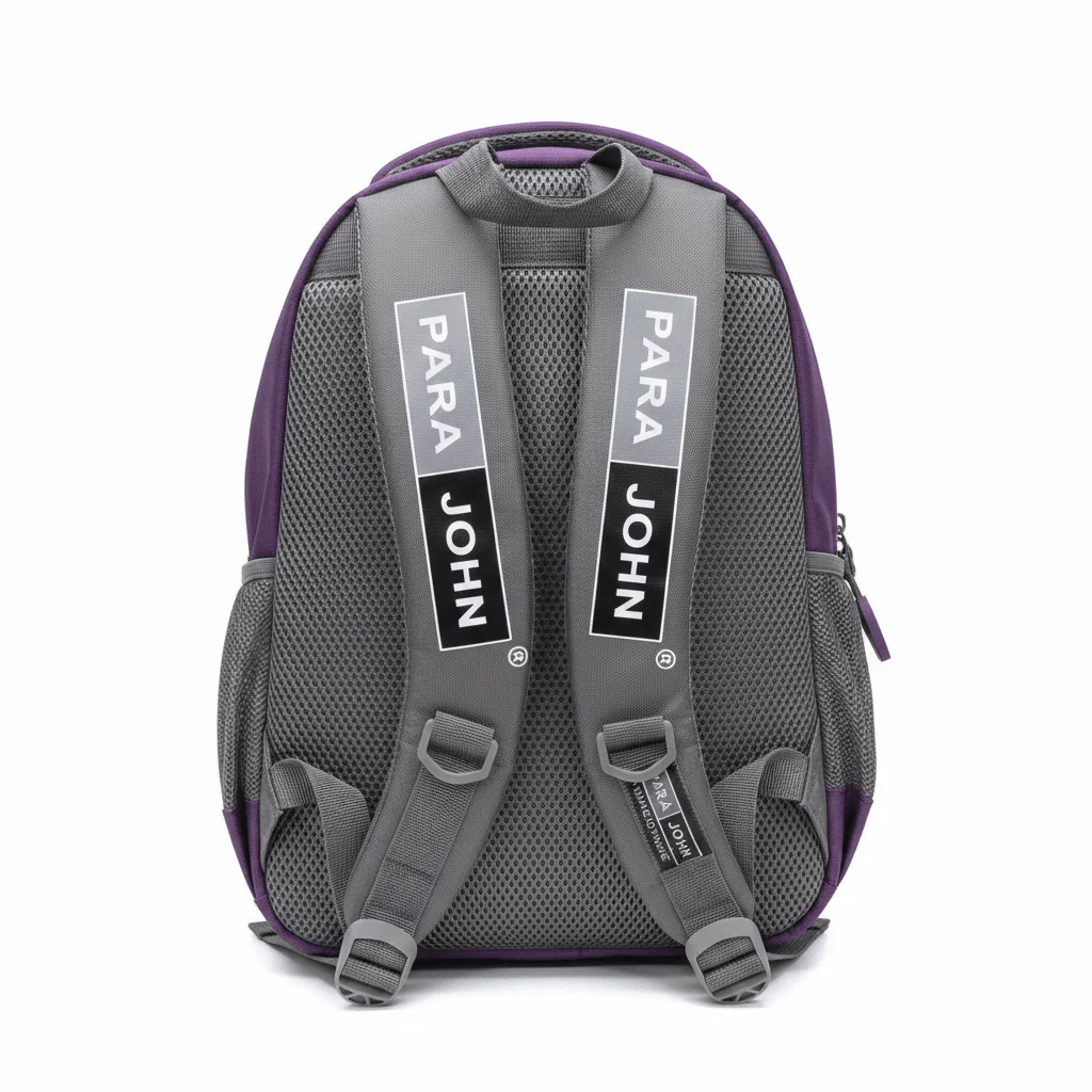 Parajohn Stylish Grey & Purple Polyester School Bag 14 Inch – Compact Student Backpack with Durable Fabric and Smart Storage - Image 2