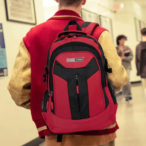 Parajohn Black & Red Polyester School Backpack 18 Inch – Modern School Bag with Comfortable Shoulder Straps - Image 4