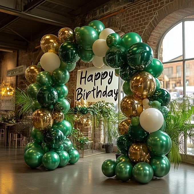 PARTY FUN Standard Balloons 40 Pcs – Dark Green Celebration Pack - Image 2