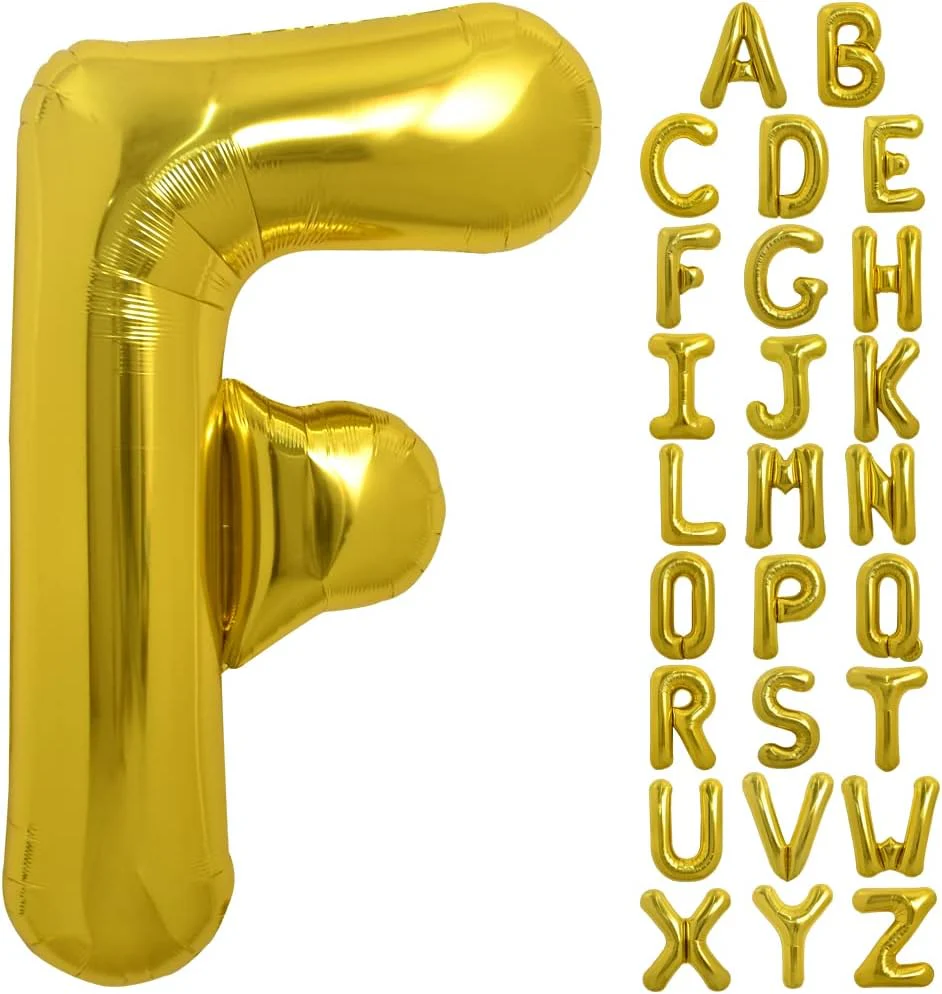 PARTY POINT Gold Foil Balloon Letter "F" 80cm – Large Balloon for Party Decoration