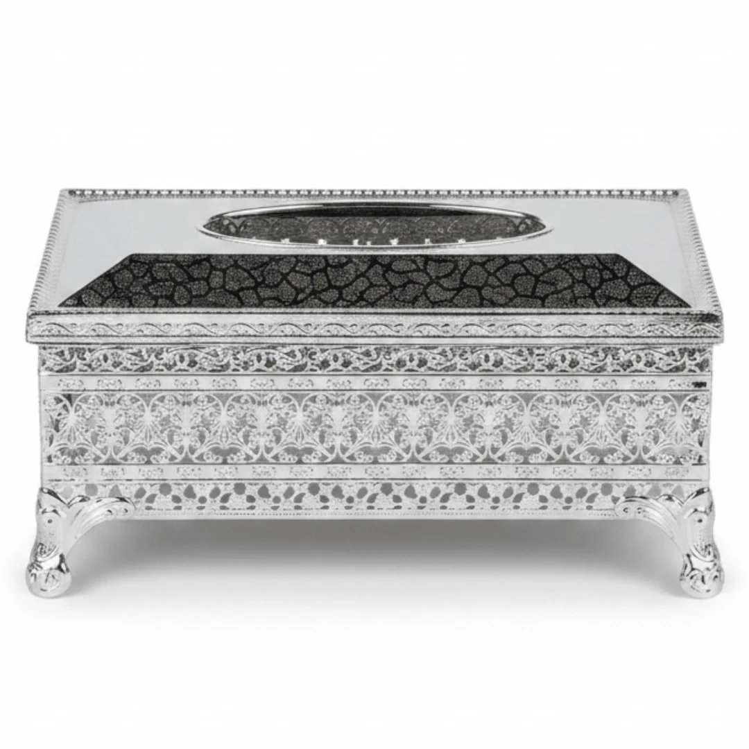 Pilsco Elegant Silver Metal Tissue Box Holder – Premium Decorative Tissue Case – 26.5 × 13 cm