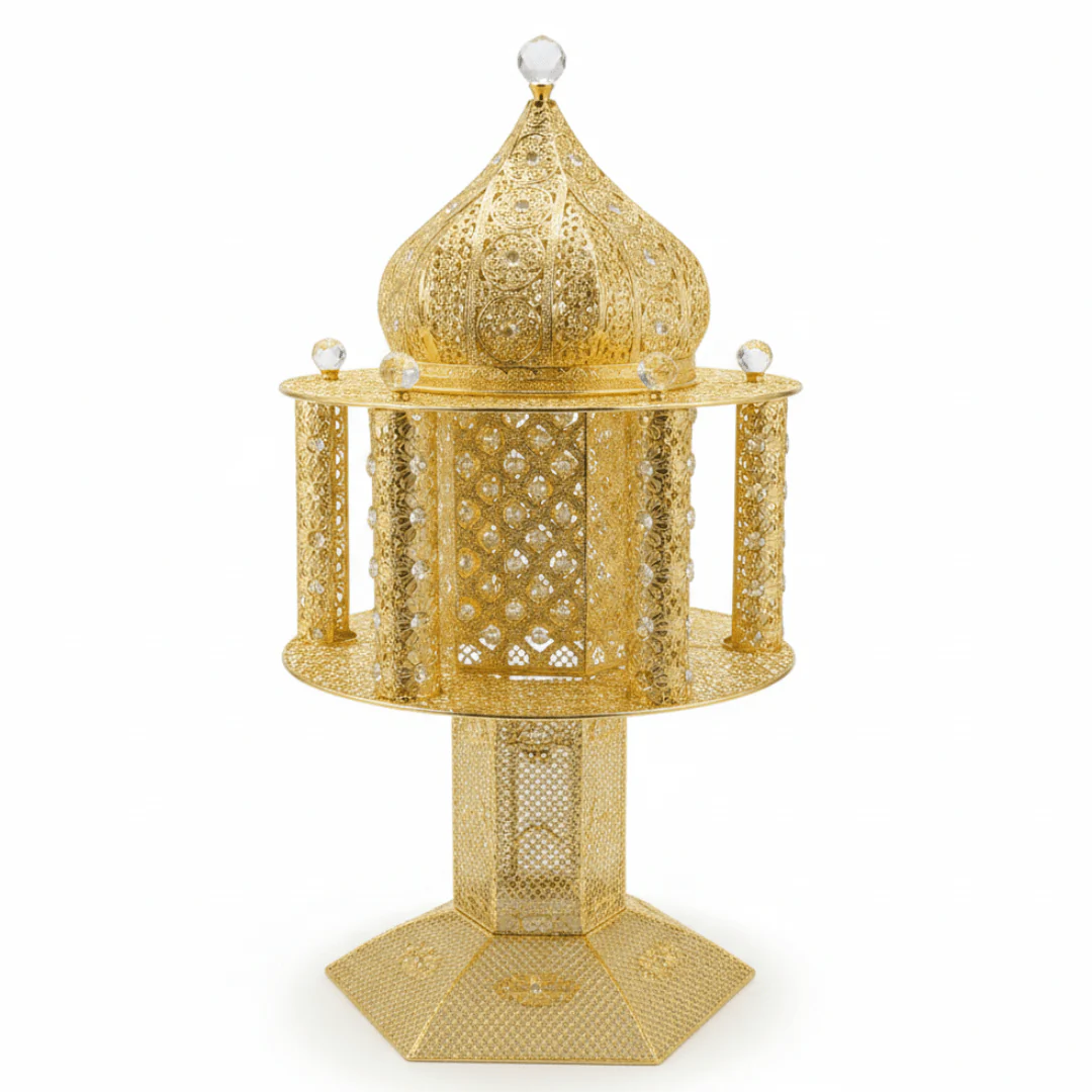 Pilsco Gold Incense Burner Ornate Filigree Mabkhara - 80 × 42 cm