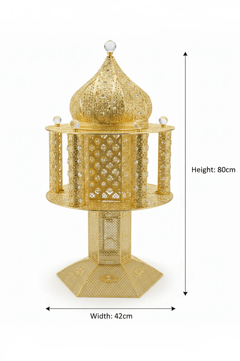 Pilsco Gold Incense Burner Ornate Filigree Mabkhara - 80 × 42 cm - Image 4