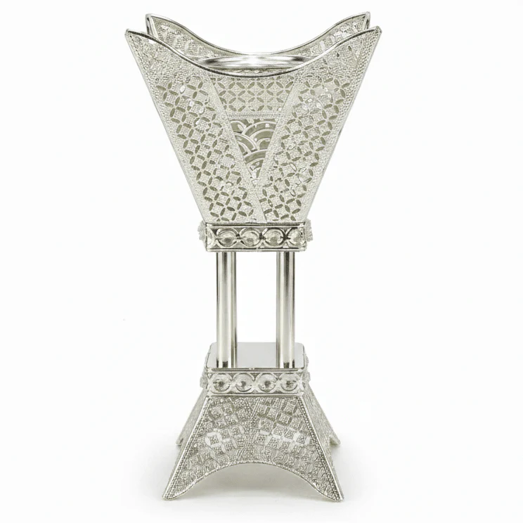 Pilsco Premium Silver Metal Incense Burner with Diamond Pattern 37×17 cm Decorative Home Fragrance Holder
