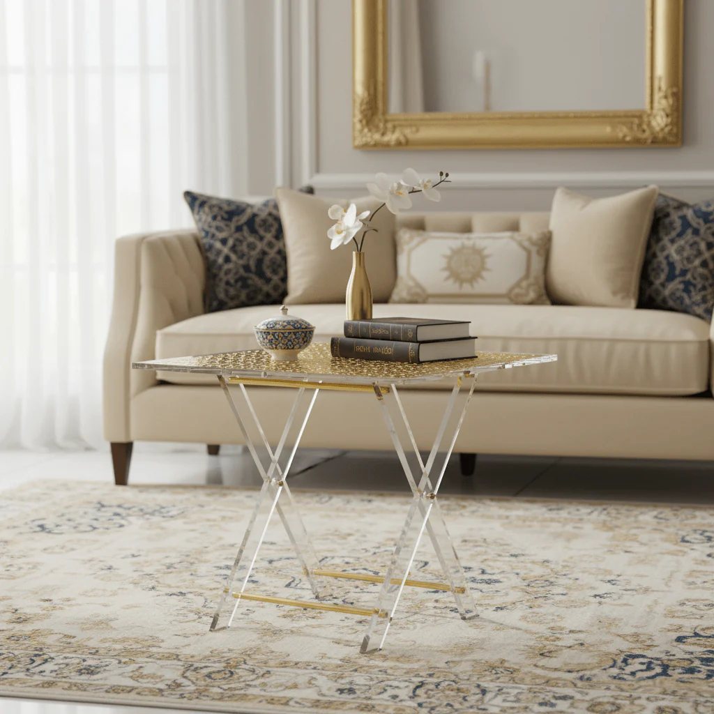 Pilsco Square Gold Acrylic Folding Table Set – 46×40cm - Set of 4 - Image 2