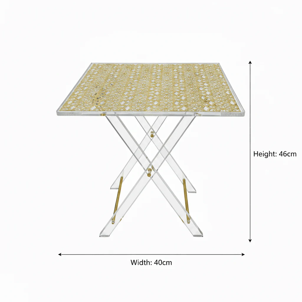 Pilsco Square Gold Acrylic Folding Table Set – 46×40cm - Set of 4 - Image 4