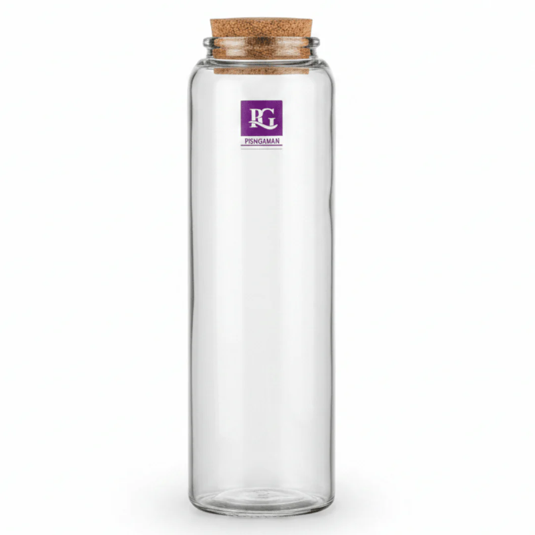 Pishgaman Glass Bottle with Natural Cork Lid | 22cm | Airtight Storage Jar