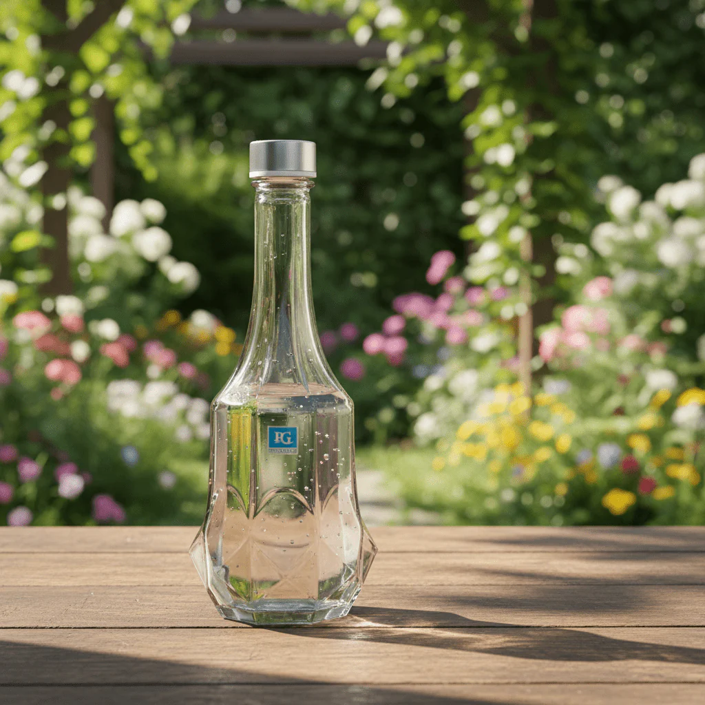 Pishgaman Elegant Faceted Clear Glass Water Bottle 1500ml – Premium Hexagonal Design with Secure Silver Metal Cap - Image 2