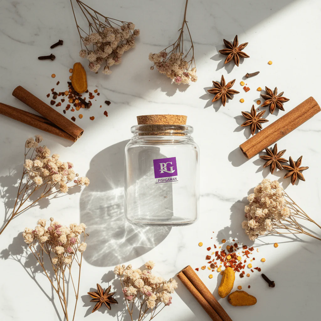 Pishgaman Glass Jar with Cork Lid | 8×6cm | - Image 2