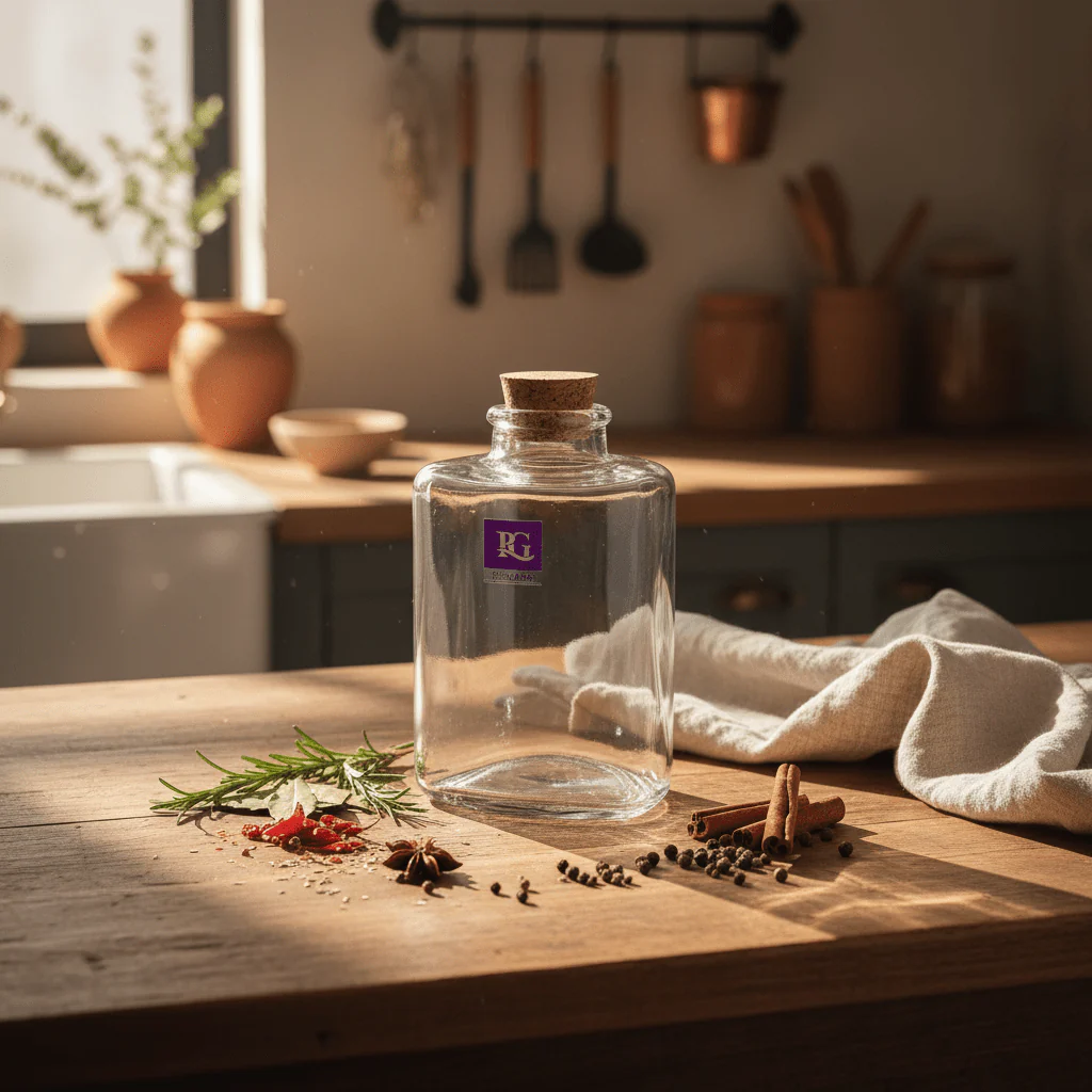 Pishgaman Triangle Glass Bottle with Cork Lid | 11cm | - Image 3