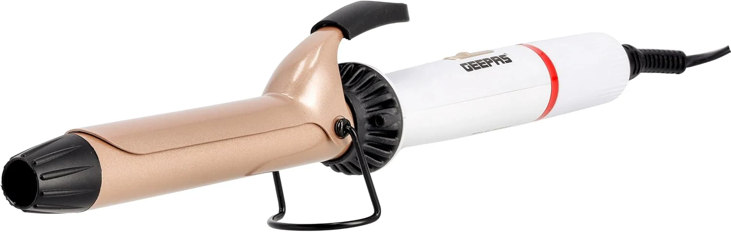 Geepas Portable Instant Pro Curling Iron with Titanium Barrel Coating, Auto-Shut Off 30-minutes Timer & 5-level Auto Shut Off -GHC86011
