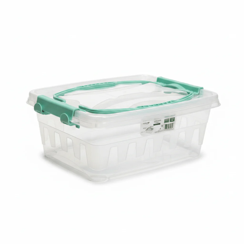 Polytime Rectangular Storage Box with Lid & Handle – 5 Ltr | 300×220×125 mm | Transparent - Image 2