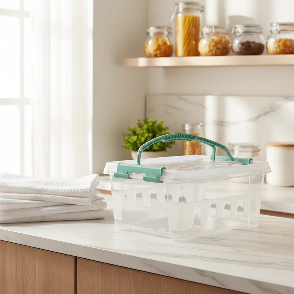 Polytime Rectangular Storage Box with Lid & Handle – 5 Ltr | 300×220×125 mm | Transparent - Image 4