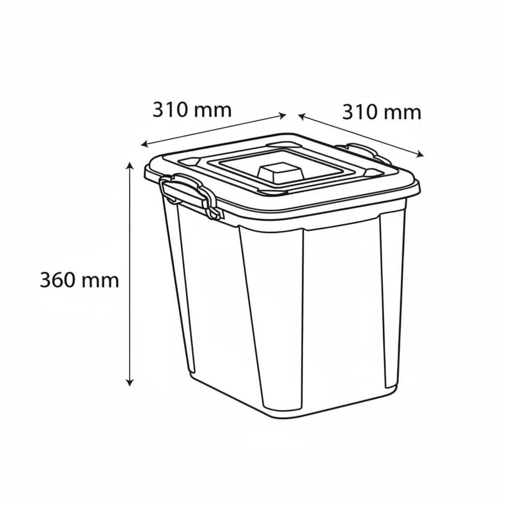 Polytime Square Storage Plastic Box 20L | Clear with Teal Handles | 360×310×310mm - Image 3