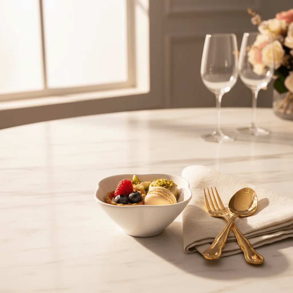 Porceletta White Flower-Shaped Ceramic Bowl – 4 Inch Decorative Serving Bowl for Desserts & Appetizers - Image 2