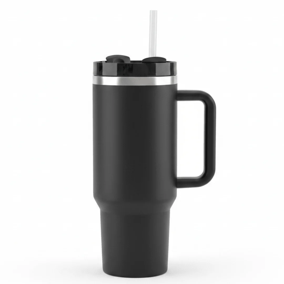 Premium Black Metal Vacuum Insulated Bottle with Handle – 26 cm