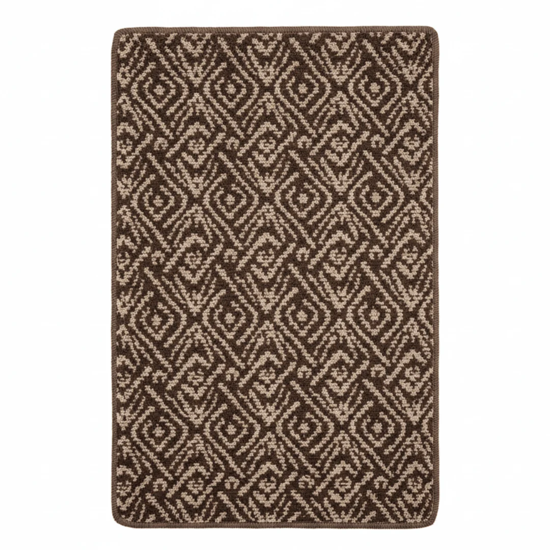 Premium Geometric Diamond Pattern Rectangle Door Mat | Anti-Slip Entrance Rug for Home, Kitchen & Entryway | 68 × 44 cm | Brown & Beige Woven Design
