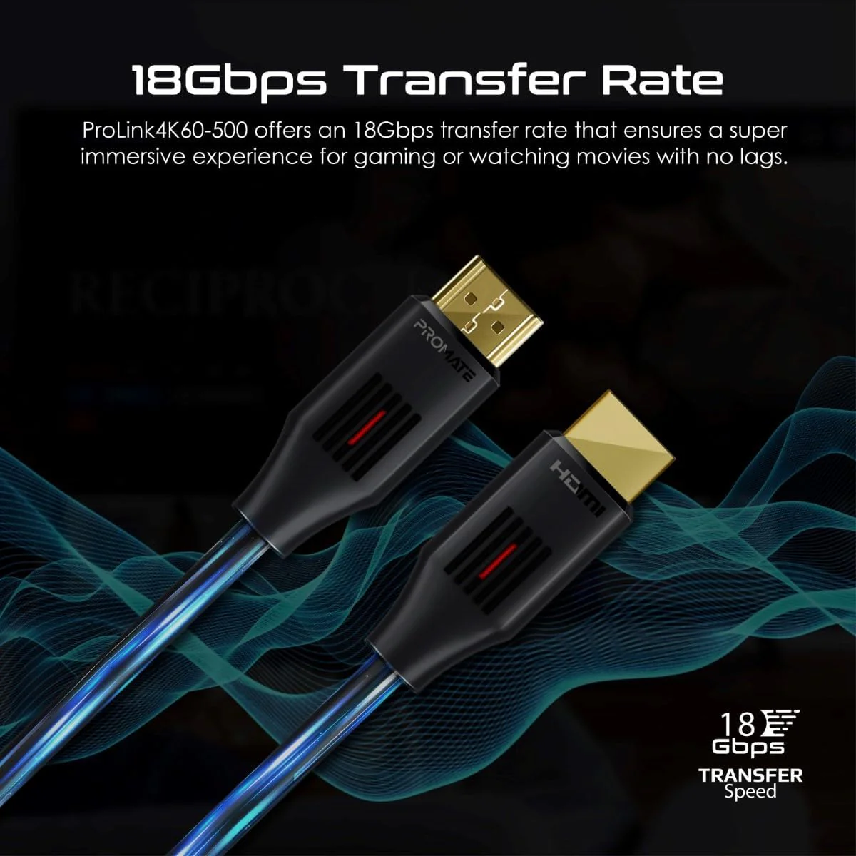 PROMATE HDMI 2.0 Cable, 4K@60Hz HDMI to HDMI Slim 1.5 meter Cable, 18 Gbps Bandwidth, ProLink4K60-150 - Image 4