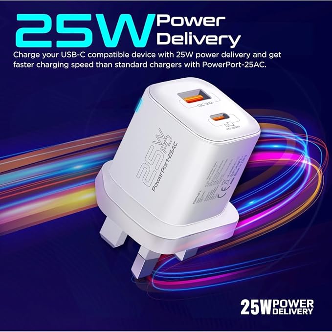 PROMATE Ultra Fast Dual Port Charger 25 Watt, White - Image 2