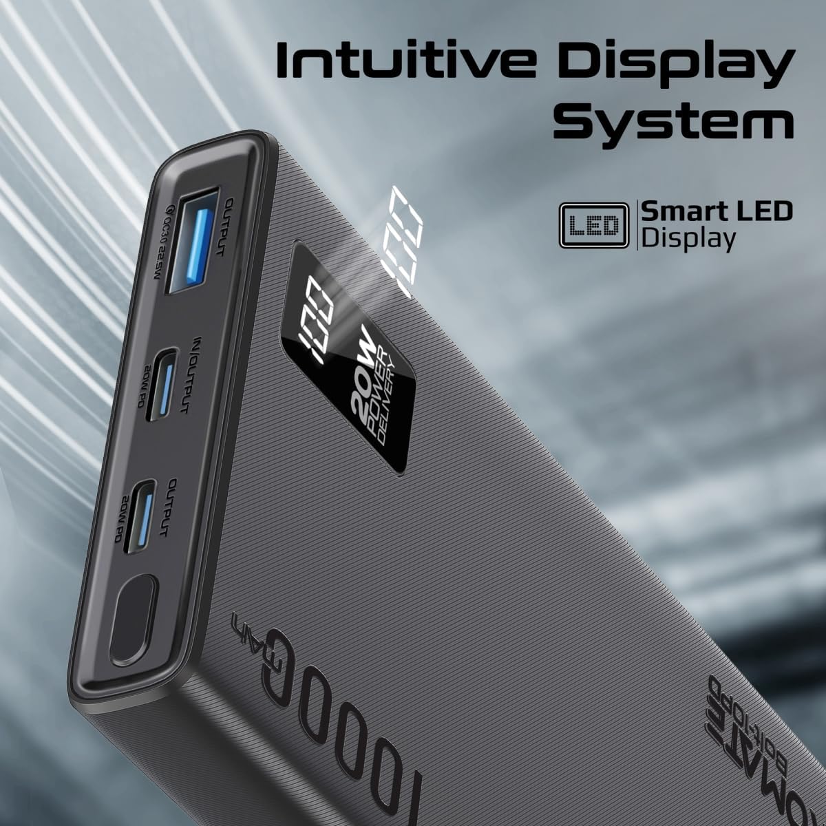 Promate Universal 10000mAh Ultra-Slim Power Bank, with 20W USB-C Input/Output Port, QC 3.0 Output, USB-C Ports, LCD Screen and Over-Heating Protection for Smartphones and Tablets, Bolt-10PD - Image 5