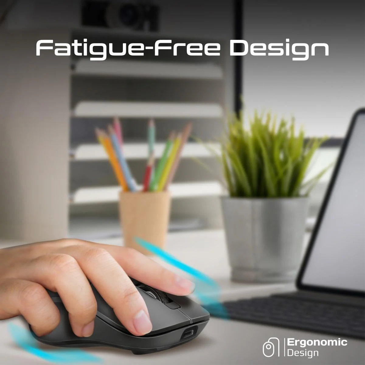 Promate Wireless Mouse, Ergonomic 500mAh Rechargeable Mice, Dual Mode Connectivity, Bluetooth v5.1, 2.4Ghz Transmission, Adjustable 1600DPI, 6 Functional Buttons for MacBook, Dell, Asus, SAMO.BLACK - Image 4