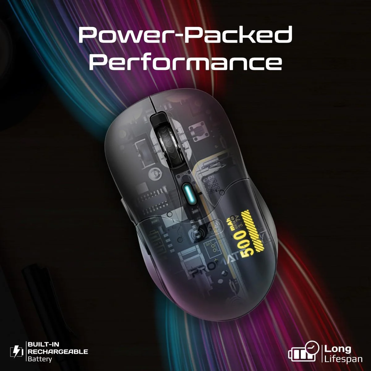 Promate Wireless Mouse, Ergonomic 500mAh Rechargeable Mice, Dual Mode Connectivity, Bluetooth v5.1, 2.4Ghz Transmission, Adjustable 1600DPI, 6 Functional Buttons for MacBook, Dell, Asus, SAMO.BLACK - Image 6