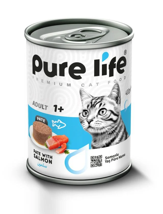 PURE LIFE Premium Adult Cat Food 1+, Tasty Salmon Pâté, 400g Can