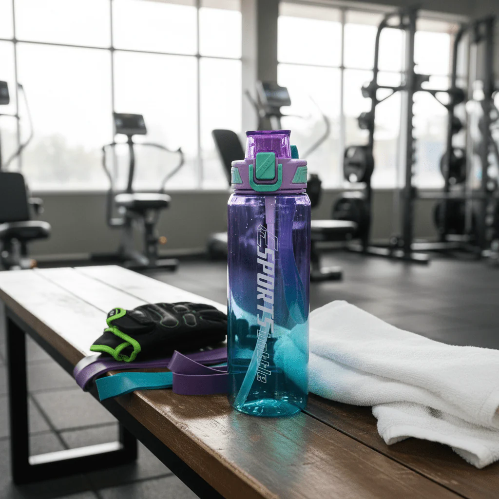 SPORTS Elite Gradient Water Bottle — Purple & Teal | Flip-Lock Cap 1000ml - Image 2