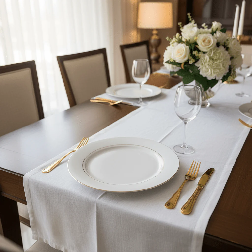 Queens White Ceramic Dinner Plate with Golden Rim — 10.5 Inch - Image 2