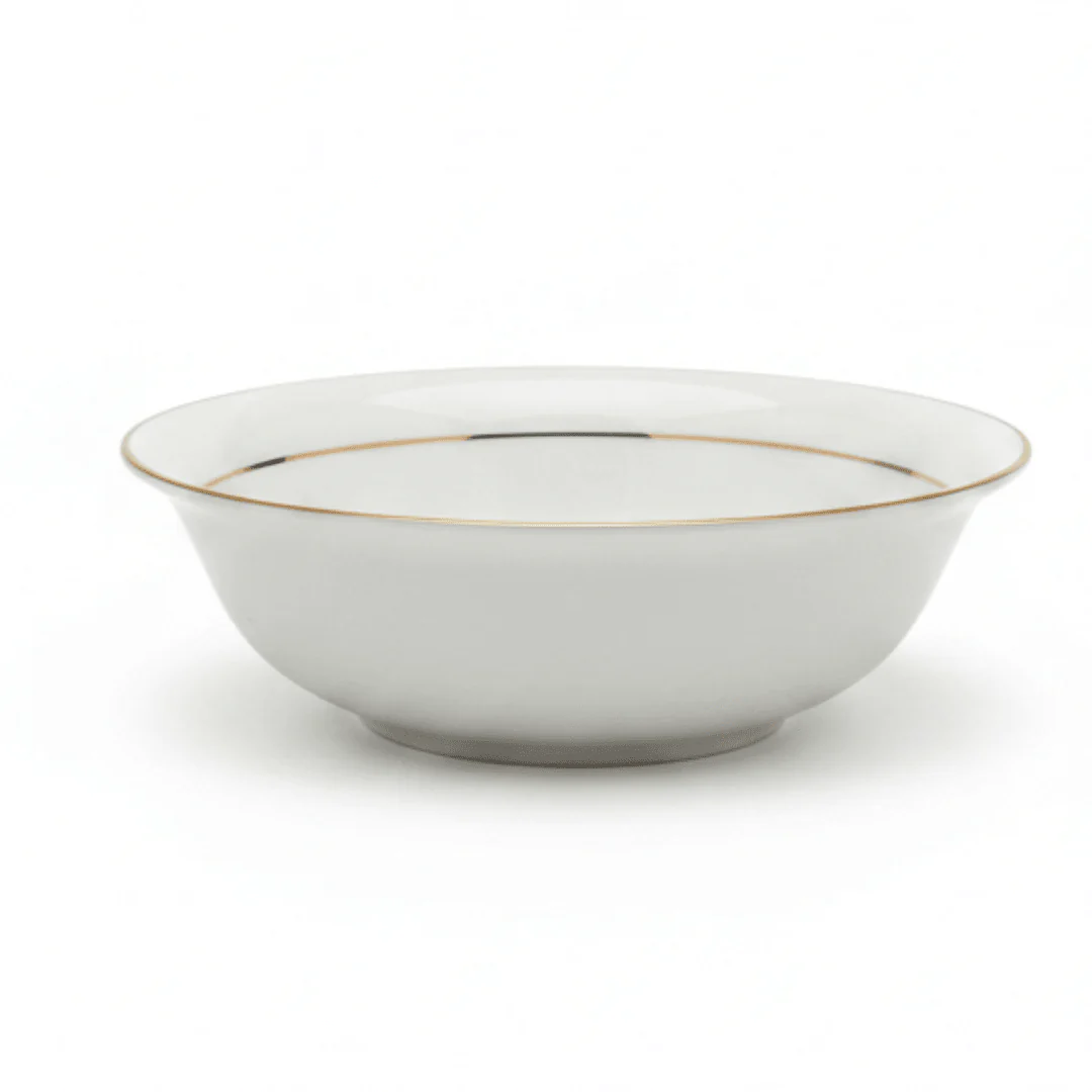 Queens White Ceramic Soup Bowl with Golden Rim — 5.5 Inch