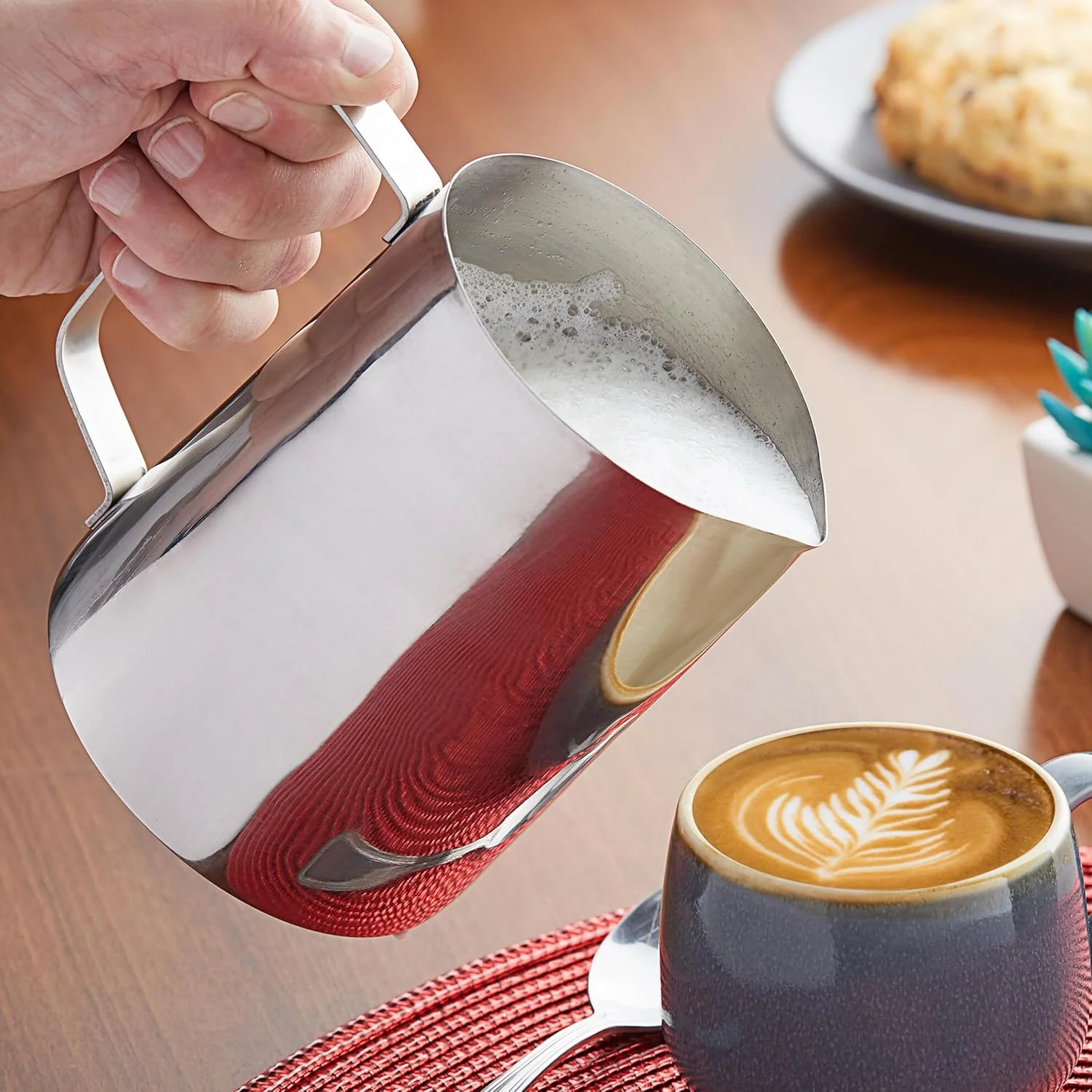 Raj Stainless Steel Catering Milk Frothing Cup CMCF36, Espresso Steaming Pitcher, Coffee Frothing Pitcher, Milk Jug, Cappuccino Latte Art Cup-1065ML - Image 4
