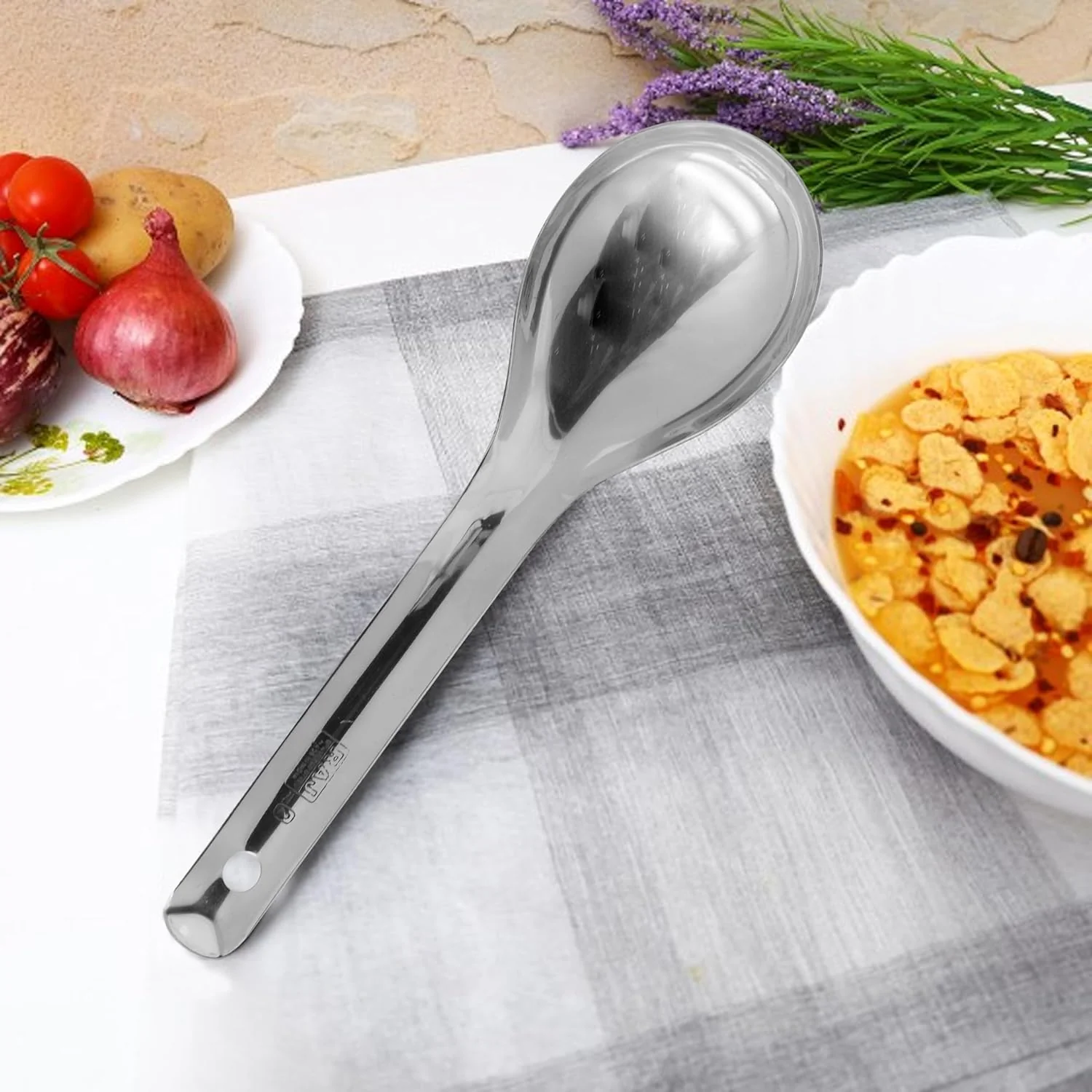 Raj Stainless Steel Float Spoon 24cm RFS001 – Rice & Curry Server - Image 2
