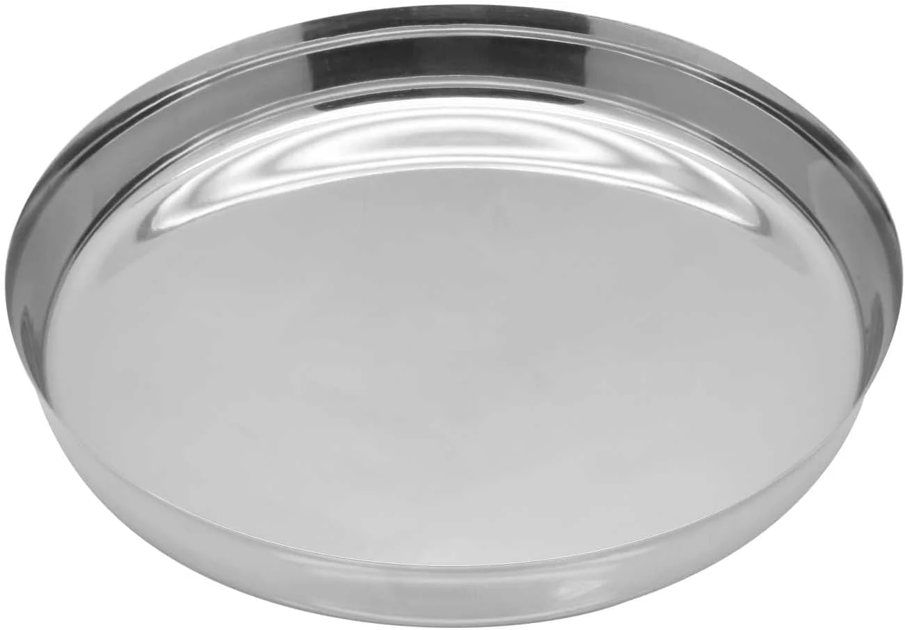 Raj Stainless Steel Round Dinner Plate Silver TS0011 Serveware Rice Plate-24CM