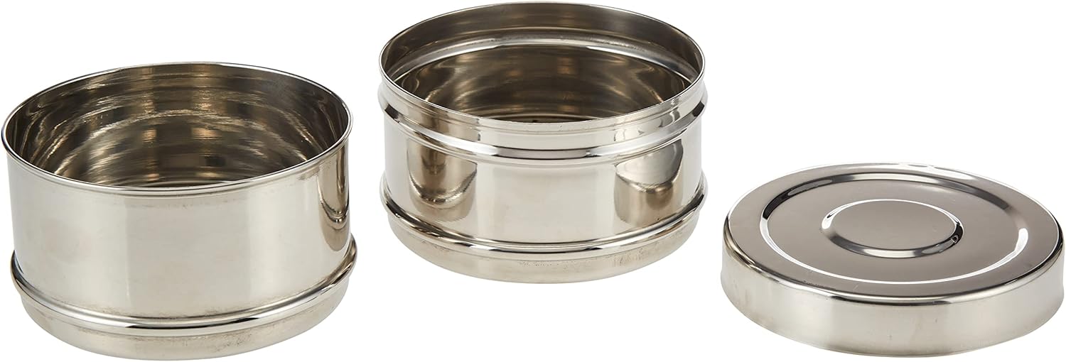 Raj Stainless Steel Tiffin 12.5CM Width 2 Tier ,BT0002, Containers  Lunch Box Tiffin 2 Layer - Image 2