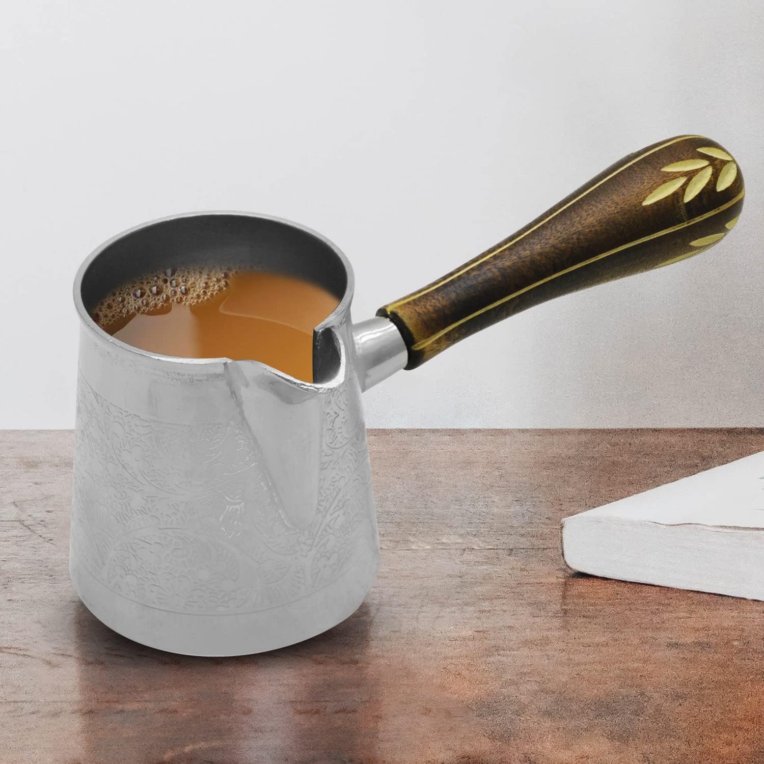 Raj Steel Turkish Coffee Warmer BTCNP3 Arabic Morroccon Greek Pot Warmer for Butter Chocolate and Milk, Stovetop Tea Pot-200ML - Image 4