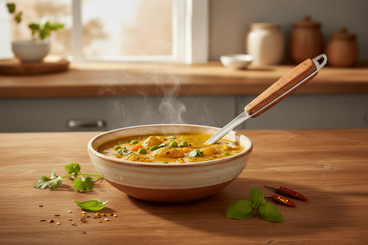 Raj Wooden Handle Ladle 35 cm RNW002 – Curry, Rice & Multi-Use Serving Spoon - Image 4