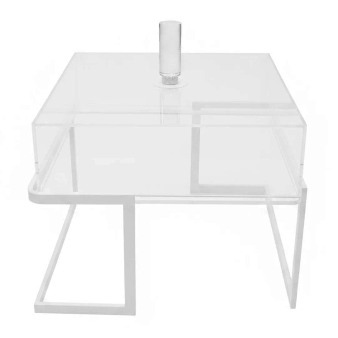 RAZ Large Square Clear Acrylic Dessert Showcase Box with Protective Lid and Sturdy White Metal Base for Bakery Display β 27Γ27Γ22 cm
